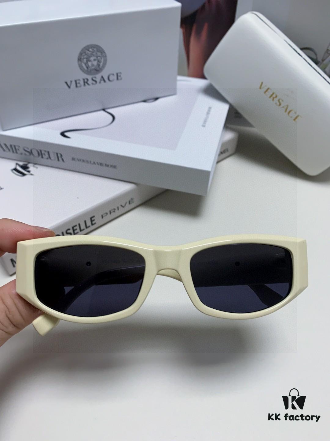 Versace 2025 New Arrival Small-Frame Sunglasses for Women, Stylish Letter Design Unisex Square Sunglasses, Retro and Unique Eyewear for Men and Women