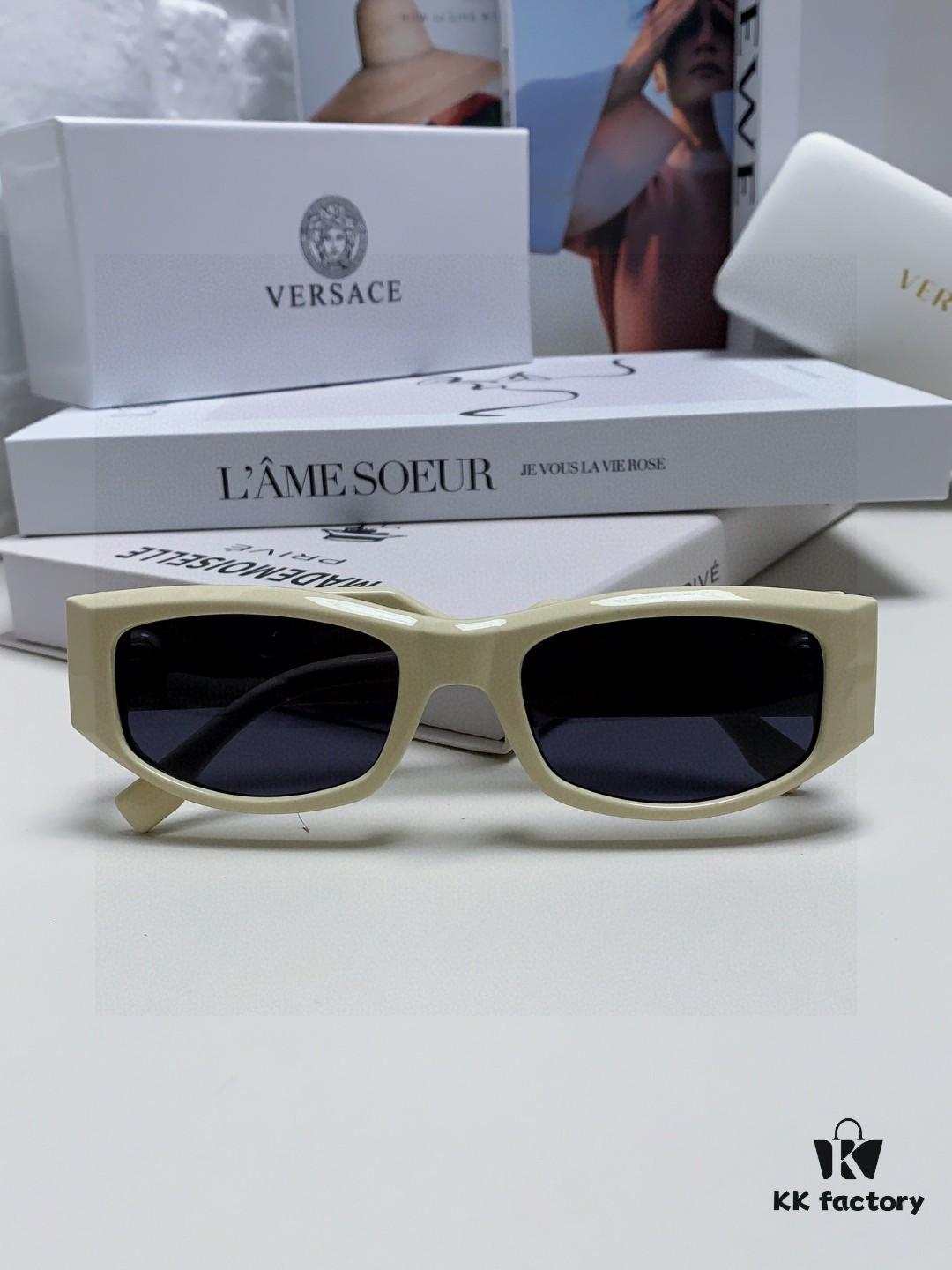 Versace 2025 New Arrival Small-Frame Sunglasses for Women, Stylish Letter Design Unisex Square Sunglasses, Retro and Unique Eyewear for Men and Women