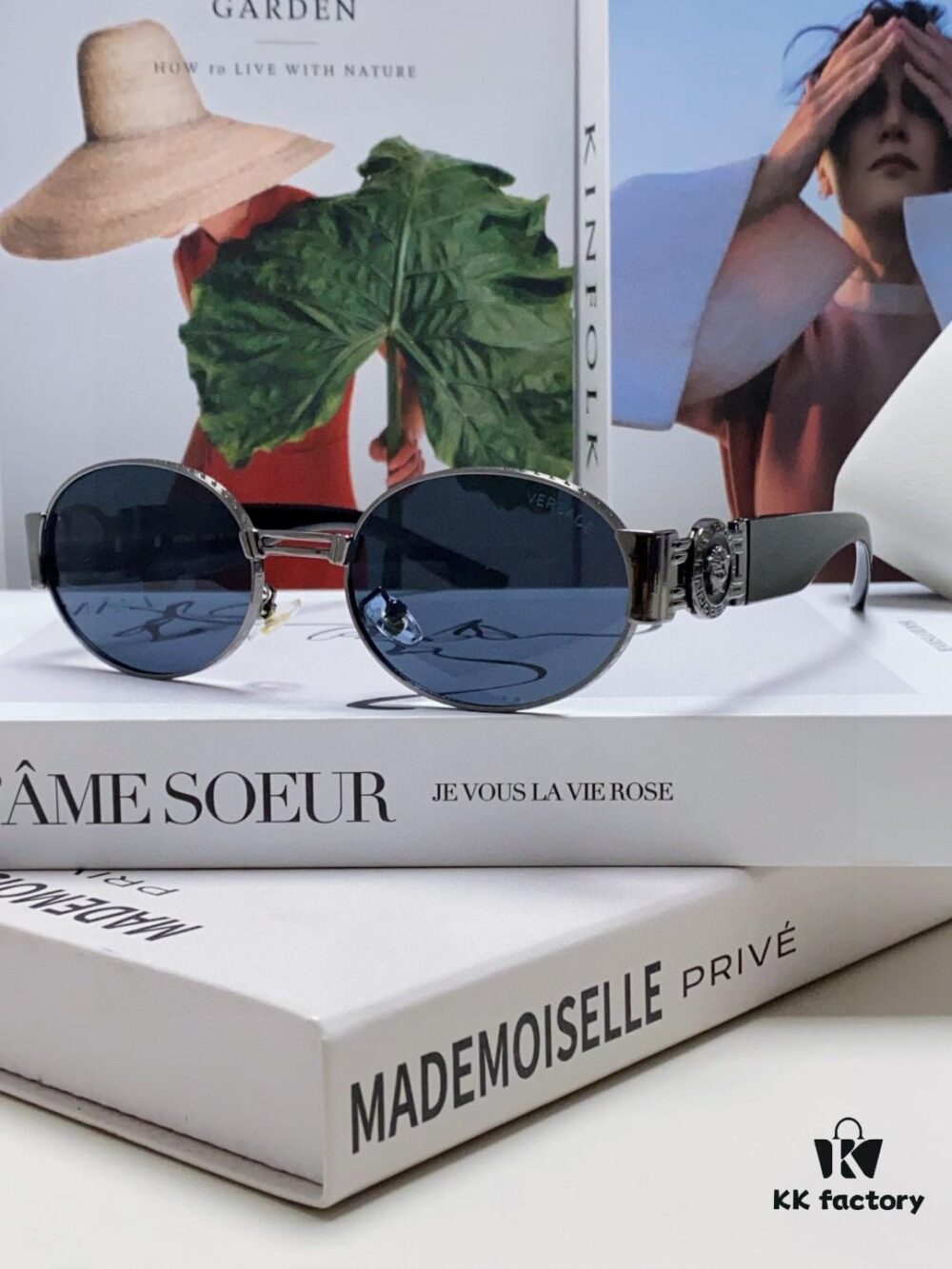 Versace New Retro Oval Sunglasses, Fashionable Unisex Sun Glasses, European and American Celebrity Style