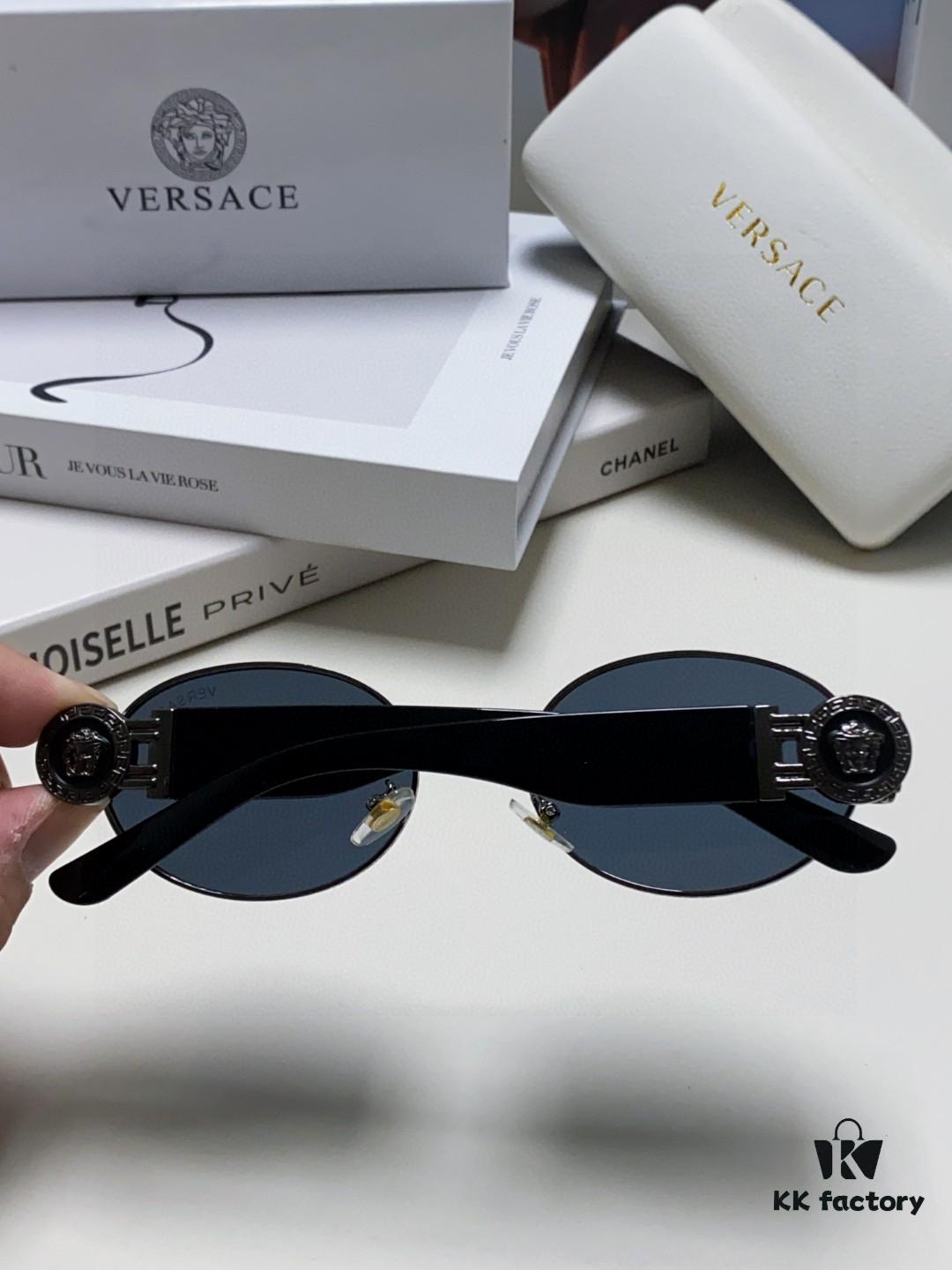 Versace New Retro Oval Sunglasses, Fashionable Unisex Sun Glasses, European and American Celebrity Style