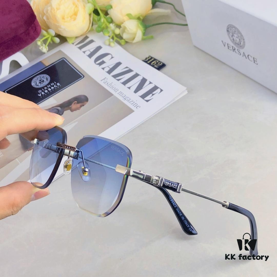 Versac* European and American Style Square Avant-garde Individualistic Small Frame Sunglasses Instagram Unframed Super Cool Influencer Sunglasses UV Protection Sunglasses Sun Glasses