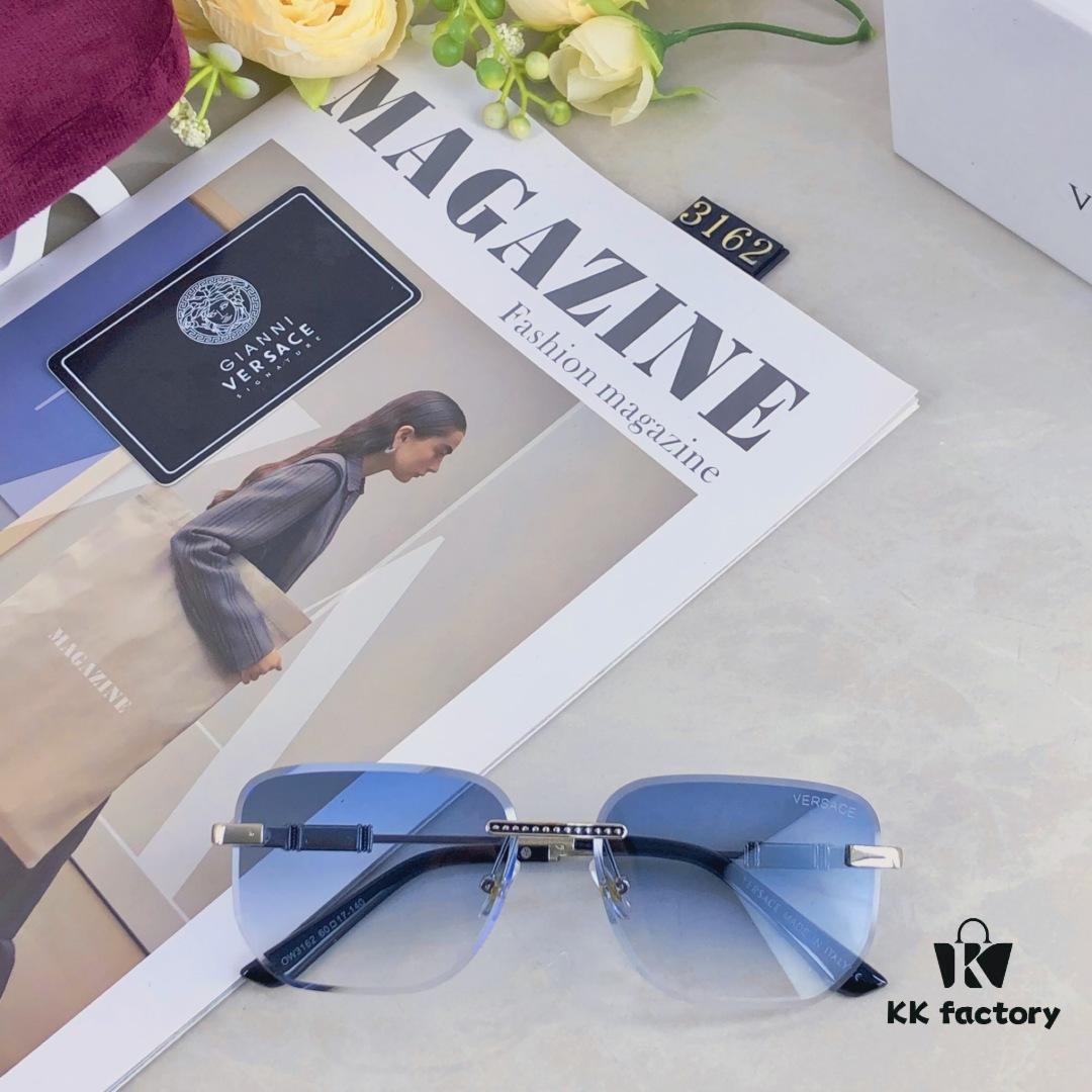 Versac* European and American Style Square Avant-garde Individualistic Small Frame Sunglasses Instagram Unframed Super Cool Influencer Sunglasses UV Protection Sunglasses Sun Glasses