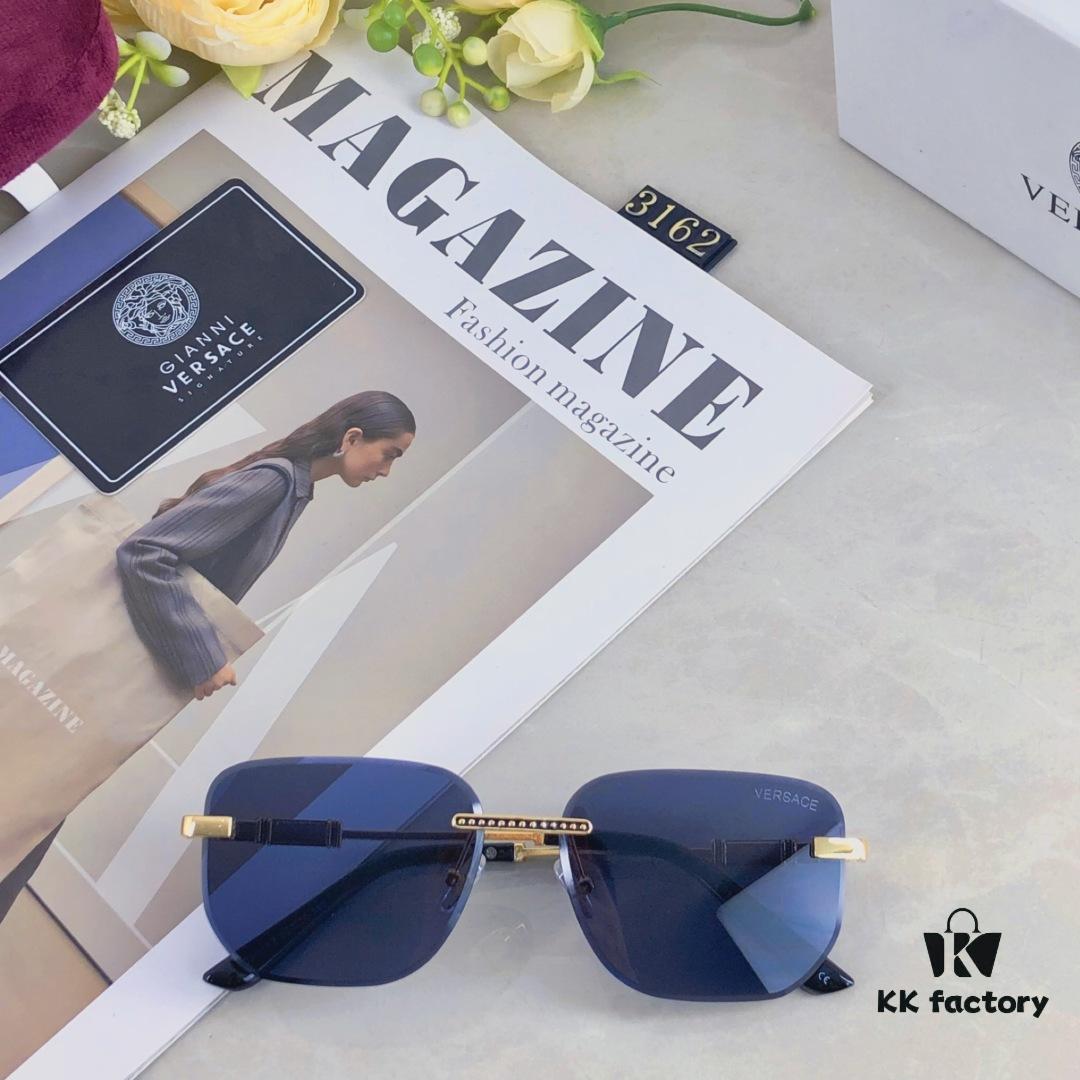 Versac* European and American Style Square Avant-garde Individualistic Small Frame Sunglasses Instagram Unframed Super Cool Influencer Sunglasses UV Protection Sunglasses Sun Glasses