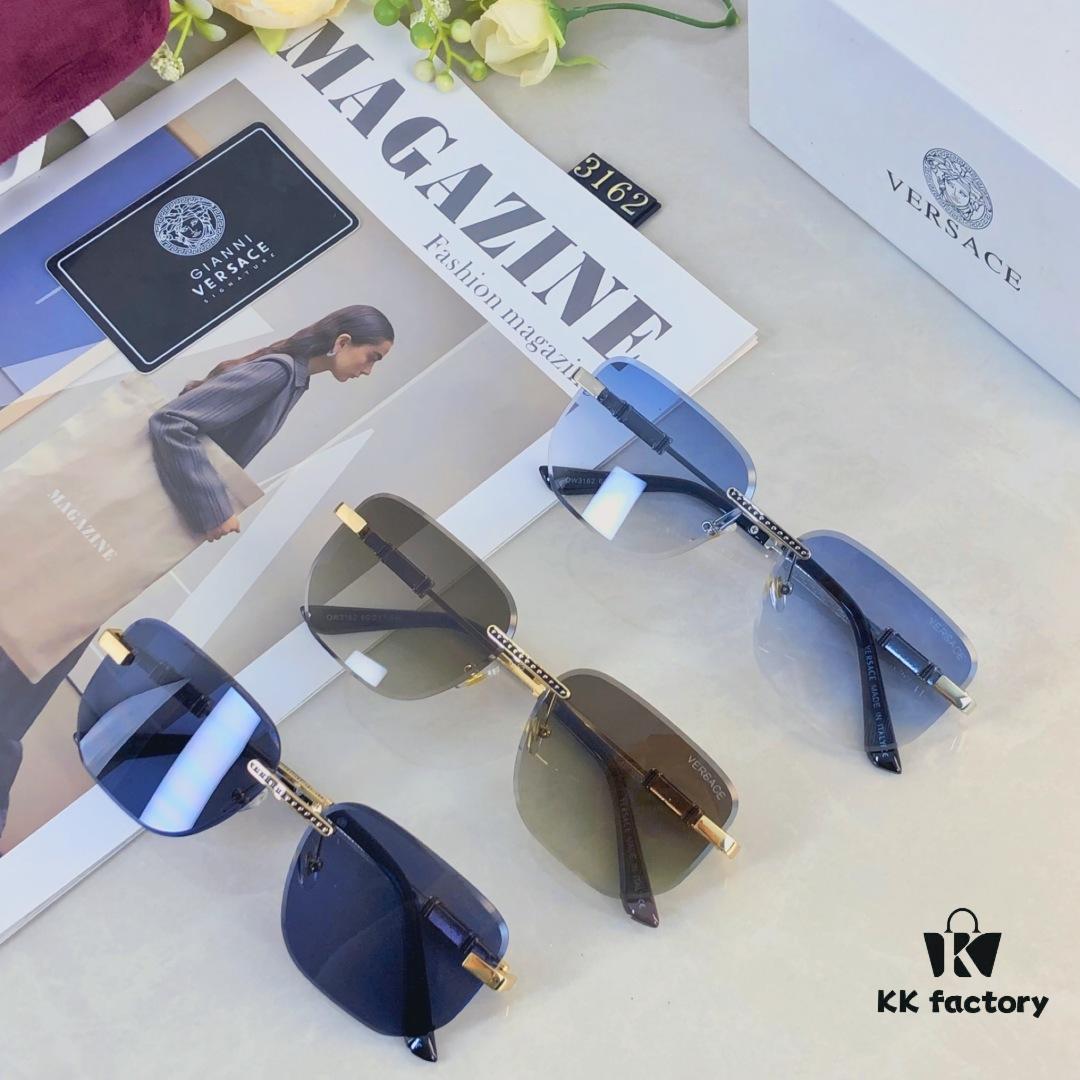 Versac* European and American Style Square Avant-garde Individualistic Small Frame Sunglasses Instagram Unframed Super Cool Influencer Sunglasses UV Protection Sunglasses Sun Glasses