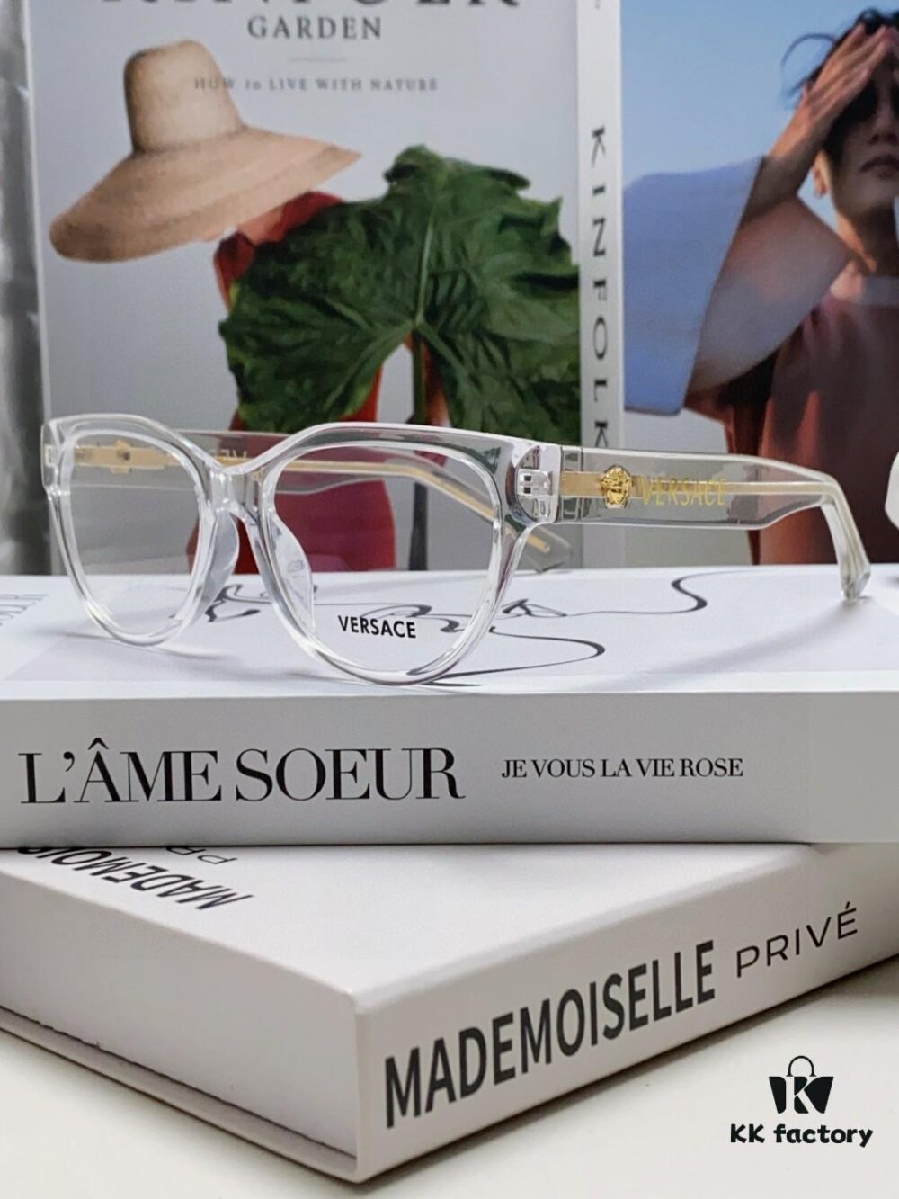 VERSACE 2025 New Arrival Eyeglass Frame Round Transparent Full-Rim Fashion Women's Glasses for Prescription Lenses, Sunglasses