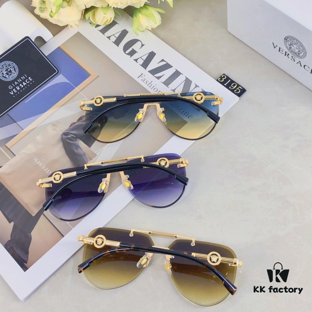 Versace 2025 New Arrival Classic Metal Frameless Men's Sunglasses, Fashionable UV-Protective Driving Shades