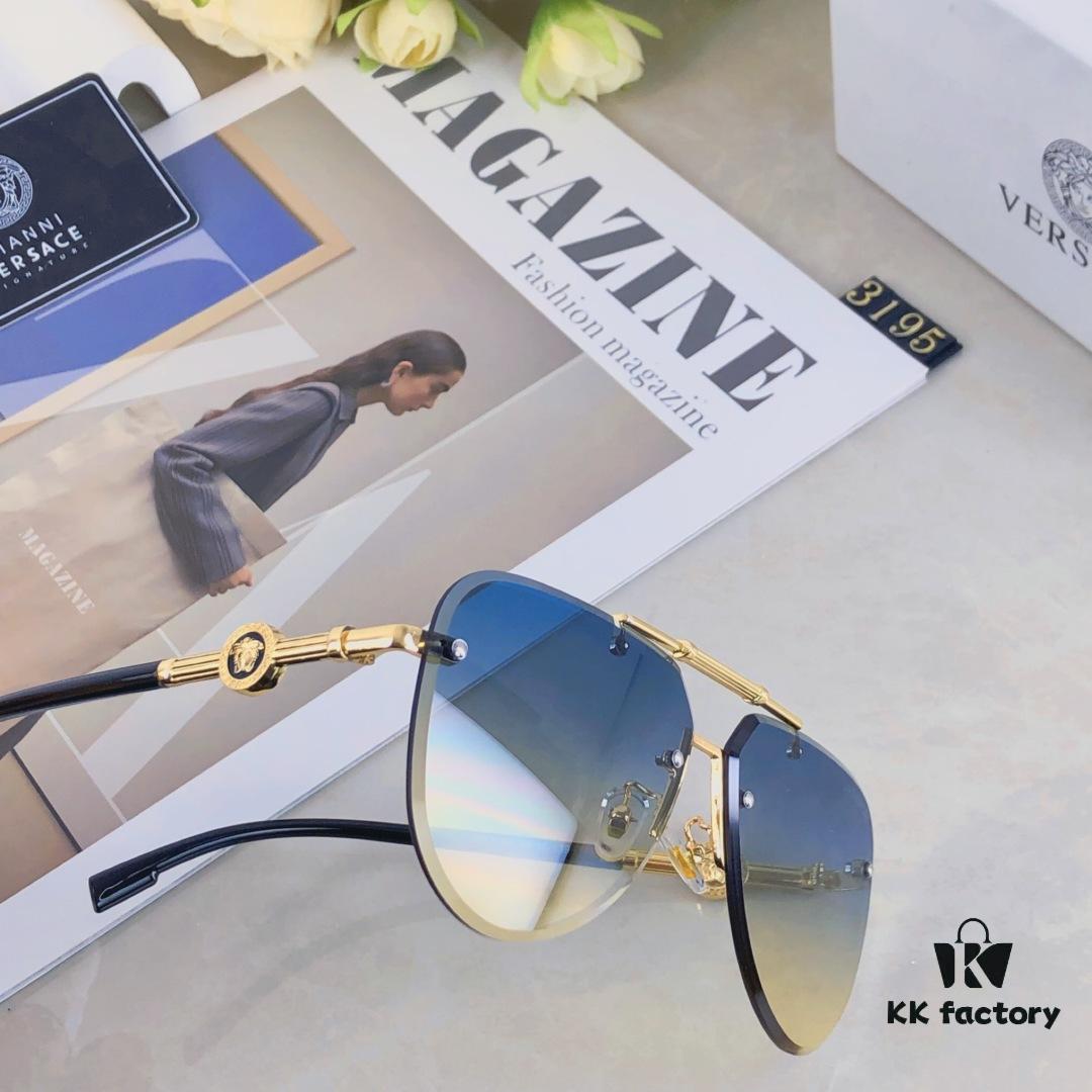 Versace 2025 New Arrival Classic Metal Frameless Men's Sunglasses, Fashionable UV-Protective Driving Shades