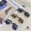 Versace European and American Style Double-Bridge Frameless Sunglasses, INS High-End Fashionable Influencer Street Snap Frog Sunglasses