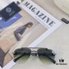 Versace European and American Style Double-Bridge Frameless Sunglasses, INS High-End Fashionable Influencer Street Snap Frog Sunglasses