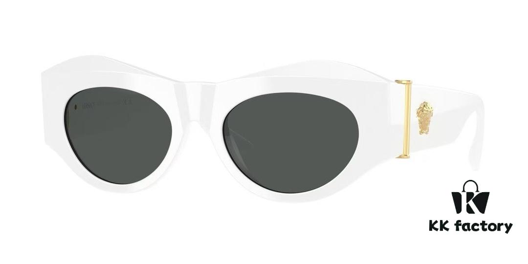 VERSACE Elliptical Design Sunglasses with Golden Medusa Studs and Columnar Temples