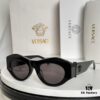 VERSACE Elliptical Design Sunglasses with Golden Medusa Studs and Columnar Temples
