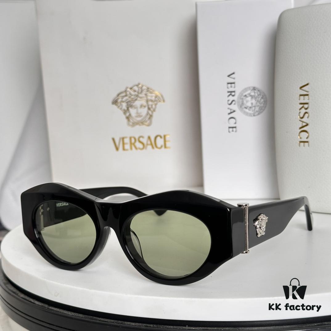 VERSACE Elliptical Design Sunglasses with Golden Medusa Studs and Columnar Temples