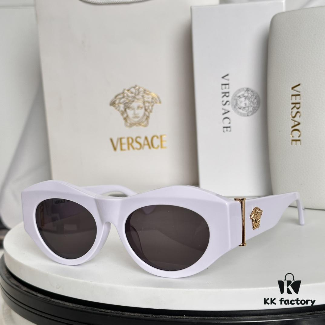 VERSACE Elliptical Design Sunglasses with Golden Medusa Studs and Columnar Temples
