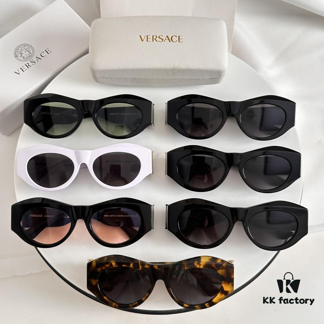 VERSACE Elliptical Design Sunglasses with Golden Medusa Studs and Columnar Temples