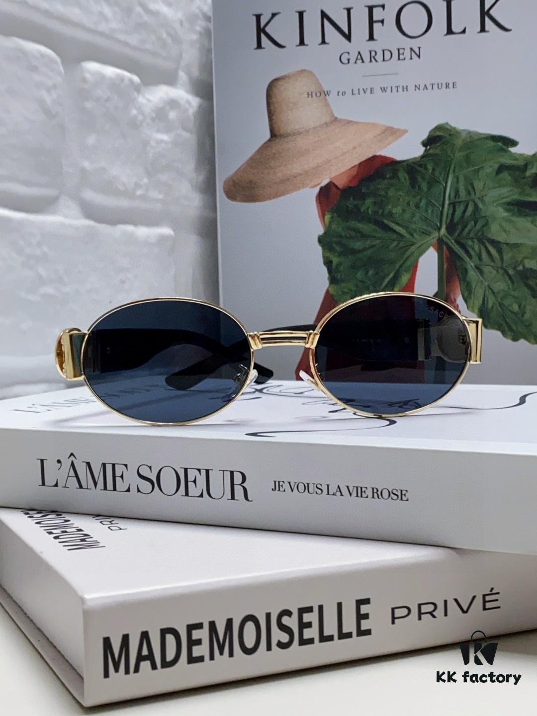 Versace New Retro Oval Sunglasses, Fashionable Unisex Sun Glasses, Celebrity Style