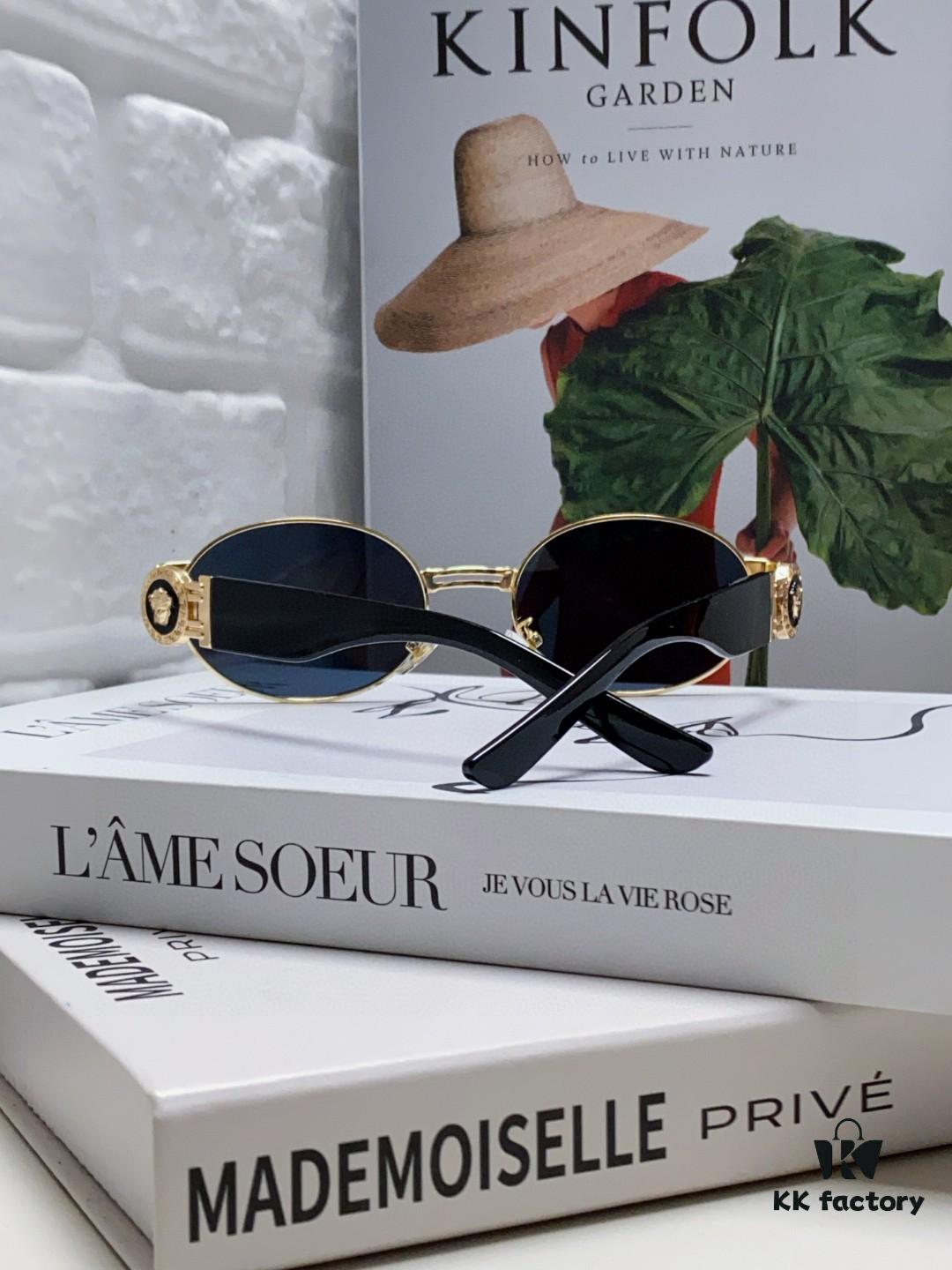 Versace New Retro Oval Sunglasses, Fashionable Unisex Sun Glasses, Celebrity Style