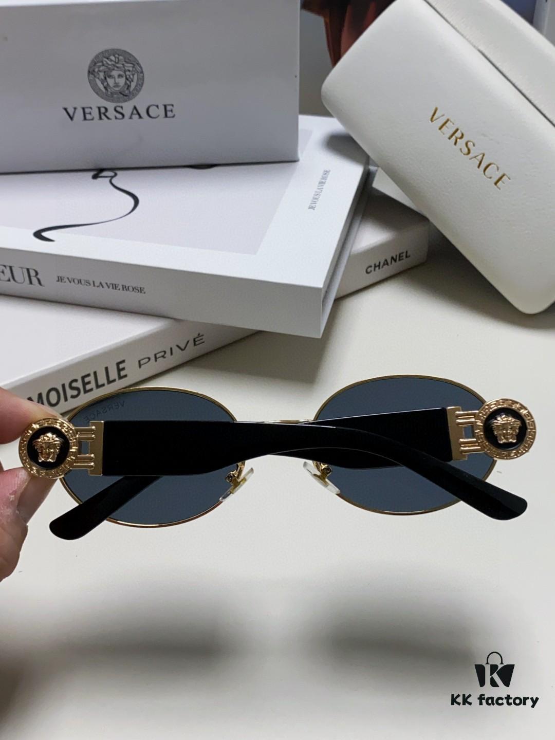 Versace New Retro Oval Sunglasses, Fashionable Unisex Sun Glasses, Celebrity Style