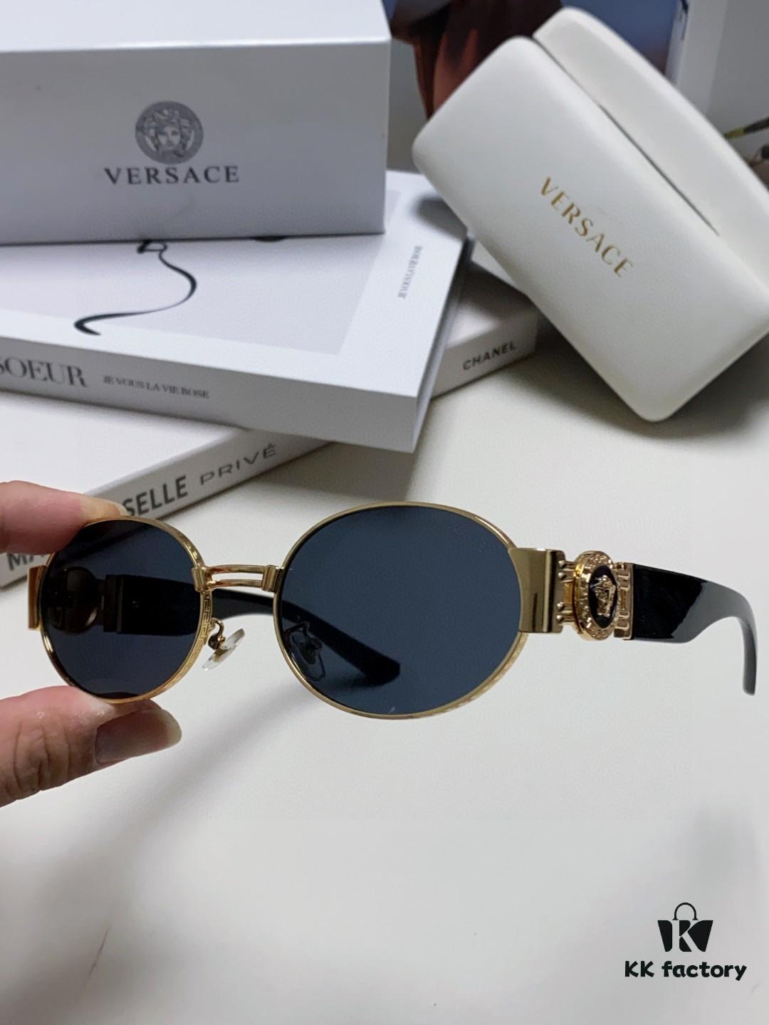 Versace New Retro Oval Sunglasses, Fashionable Unisex Sun Glasses, Celebrity Style