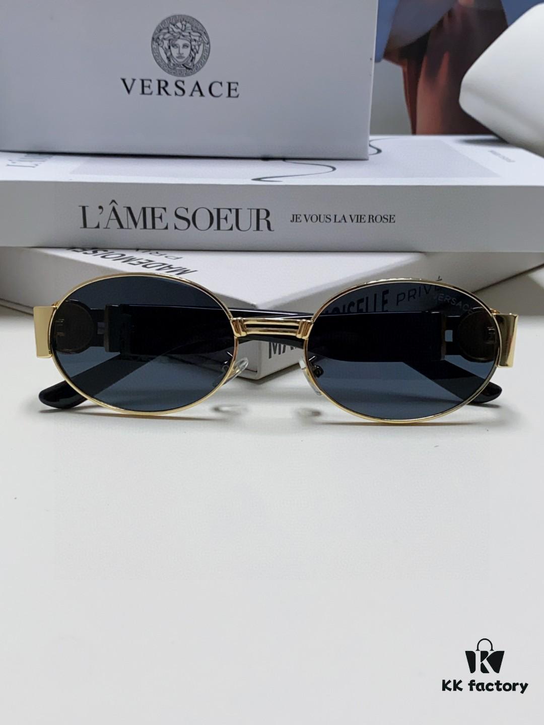 Versace New Retro Oval Sunglasses, Fashionable Unisex Sun Glasses, Celebrity Style