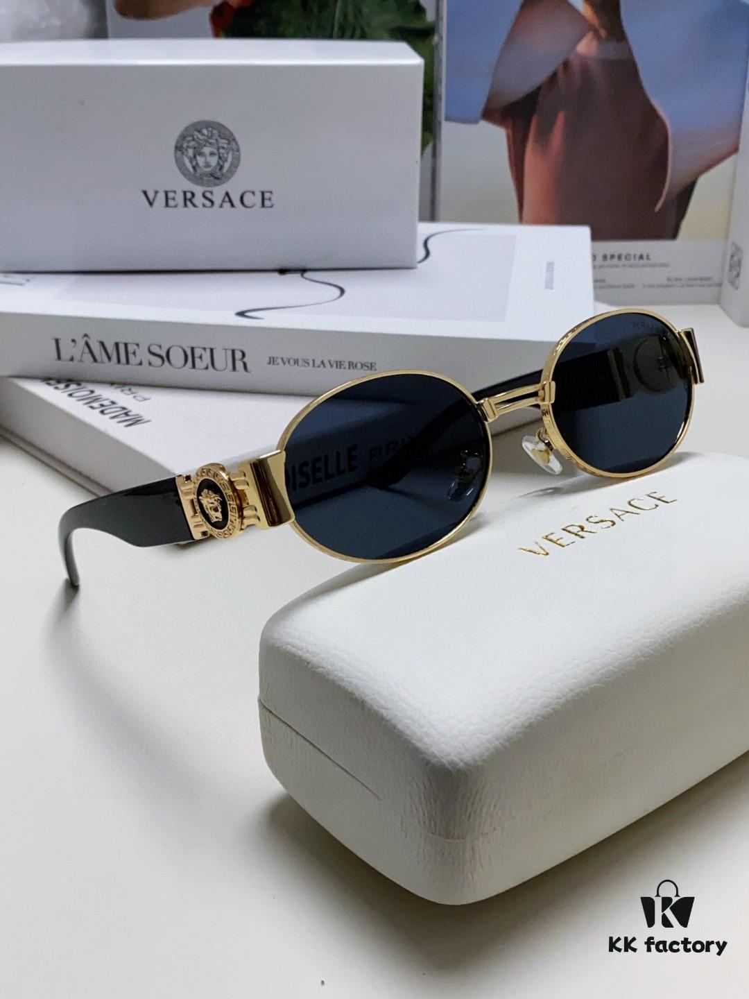 Versace New Retro Oval Sunglasses, Fashionable Unisex Sun Glasses, Celebrity Style