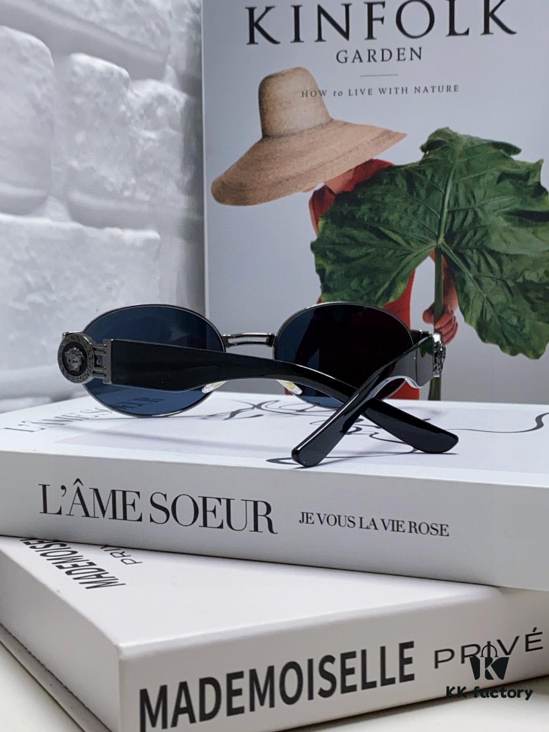 Versace New Retro Oval Sunglasses, Fashionable Unisex Sun Glasses, Celebrity Style