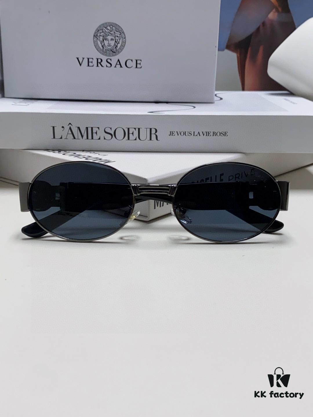 Versace New Retro Oval Sunglasses, Fashionable Unisex Sun Glasses, Celebrity Style