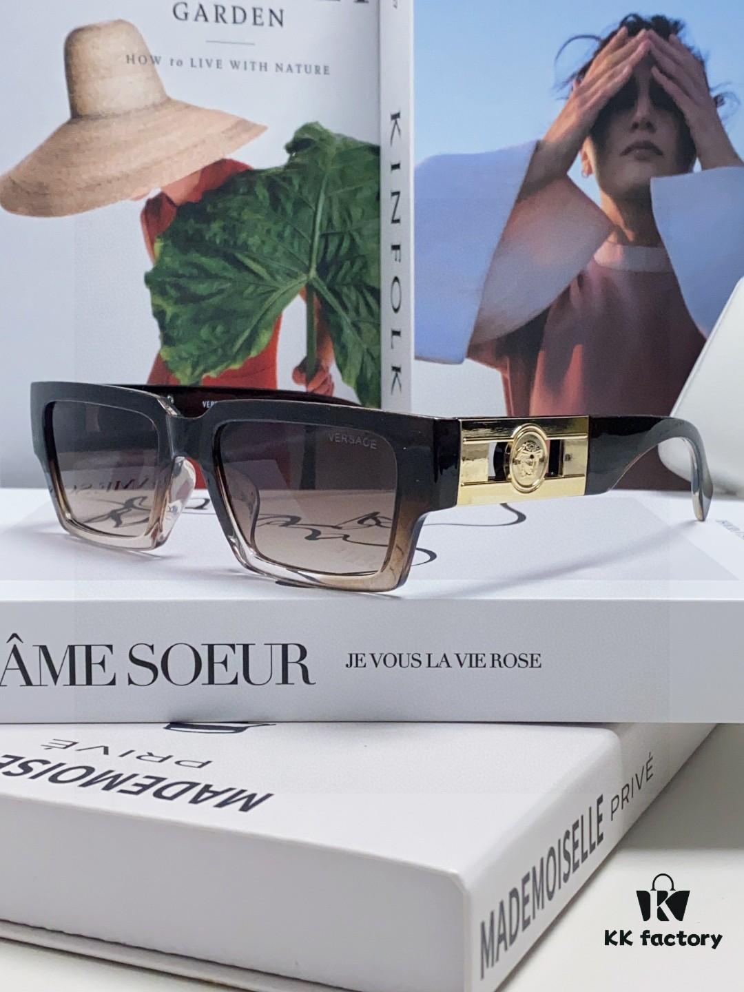 Versace 2024 New Arrival Trendy Sunglasses for Women, High-End Unisex Streetwear Style Hip-Hop Inspired Cool Shades for Men and Women, Couple's Sunglasses