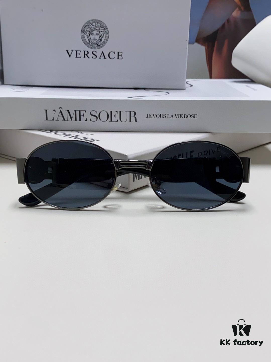 Versace New Retro Oval Sunglasses, Fashionable Unisex Sun Glasses, Celebrity Style