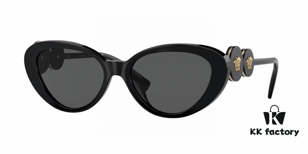 Versace VE4433 Cat-Eye Sunglasses with Oval Frame, Trendy Unisex Sun Glasses for Summer Travel