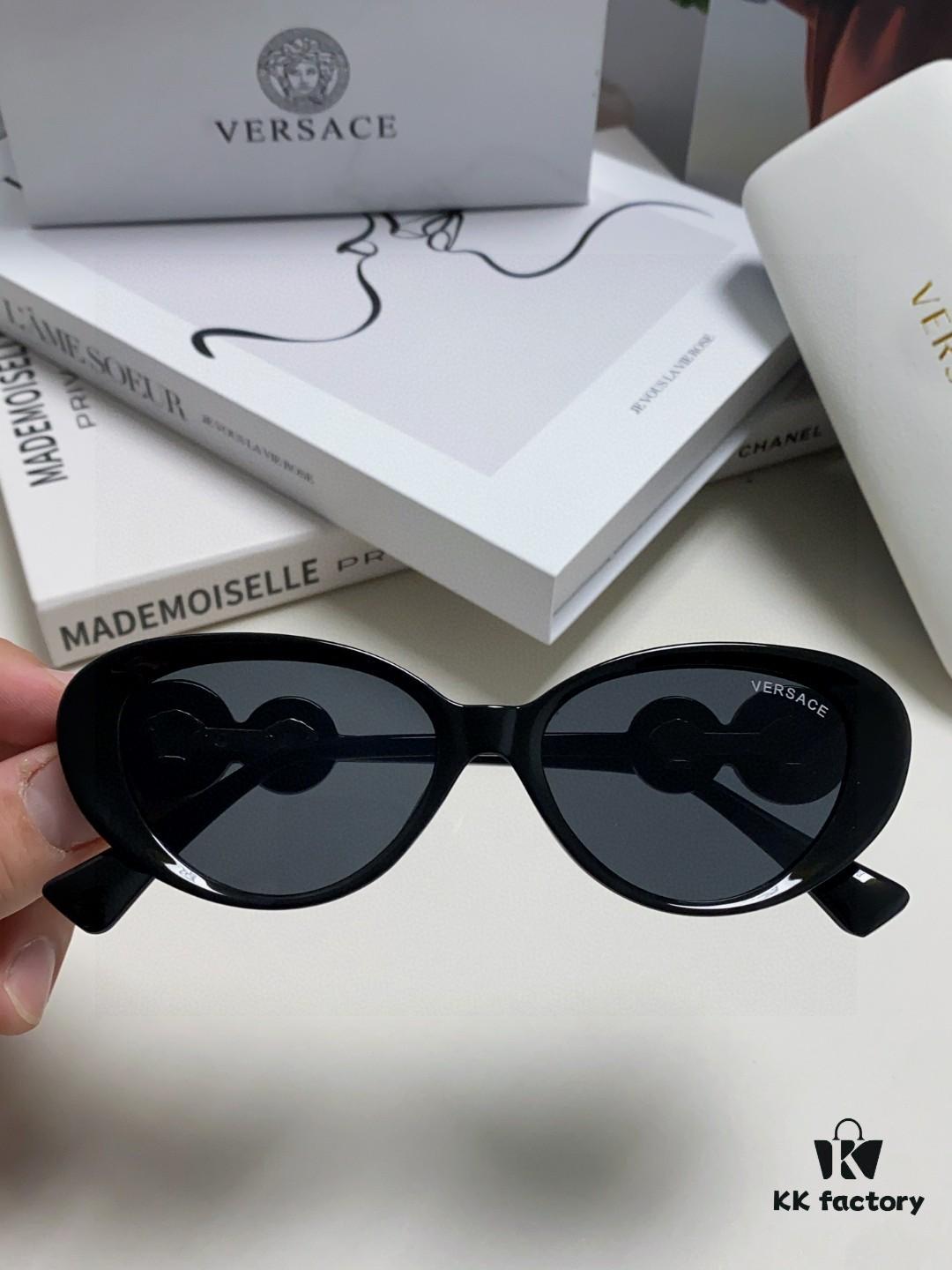 Versace VE4433 Cat-Eye Sunglasses with Oval Frame, Trendy Unisex Sun Glasses for Summer Travel