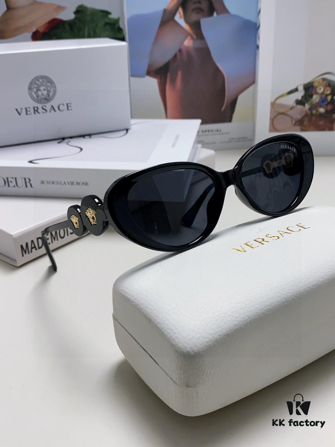Versace VE4433 Cat-Eye Sunglasses with Oval Frame, Trendy Unisex Sun Glasses for Summer Travel