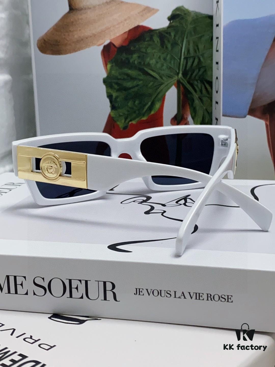 Versace 2024 New Arrival Trendy Sunglasses for Women, High-End Ins Style, Edgy and Fashionable Unisex Hip-Hop Sunwear, Couple's Eyewear