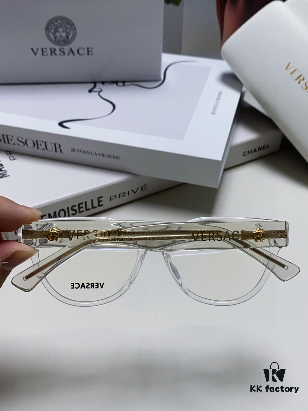 VERSACE 2024 New Arrival Round Frame Eyeglasses for Women, Transparent Fashion Full-Rim Frames, Suitable for Prescription Lenses, Sunglasses