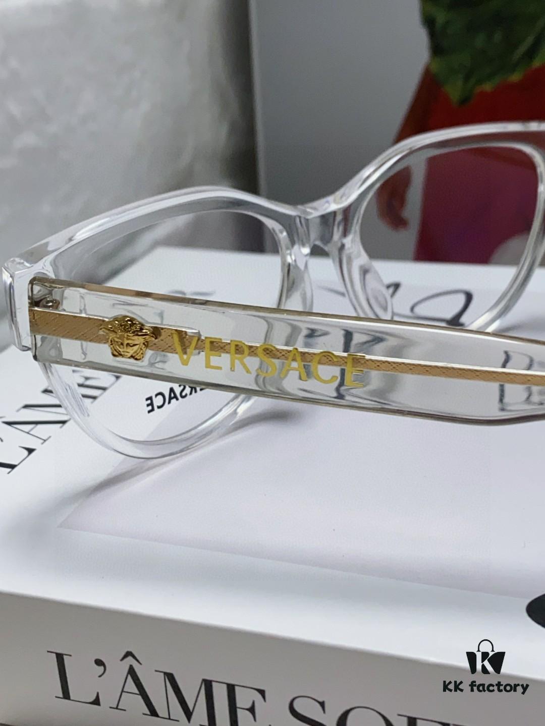 VERSACE 2024 New Arrival Round Frame Eyeglasses for Women, Transparent Fashion Full-Rim Frames, Suitable for Prescription Lenses, Sunglasses