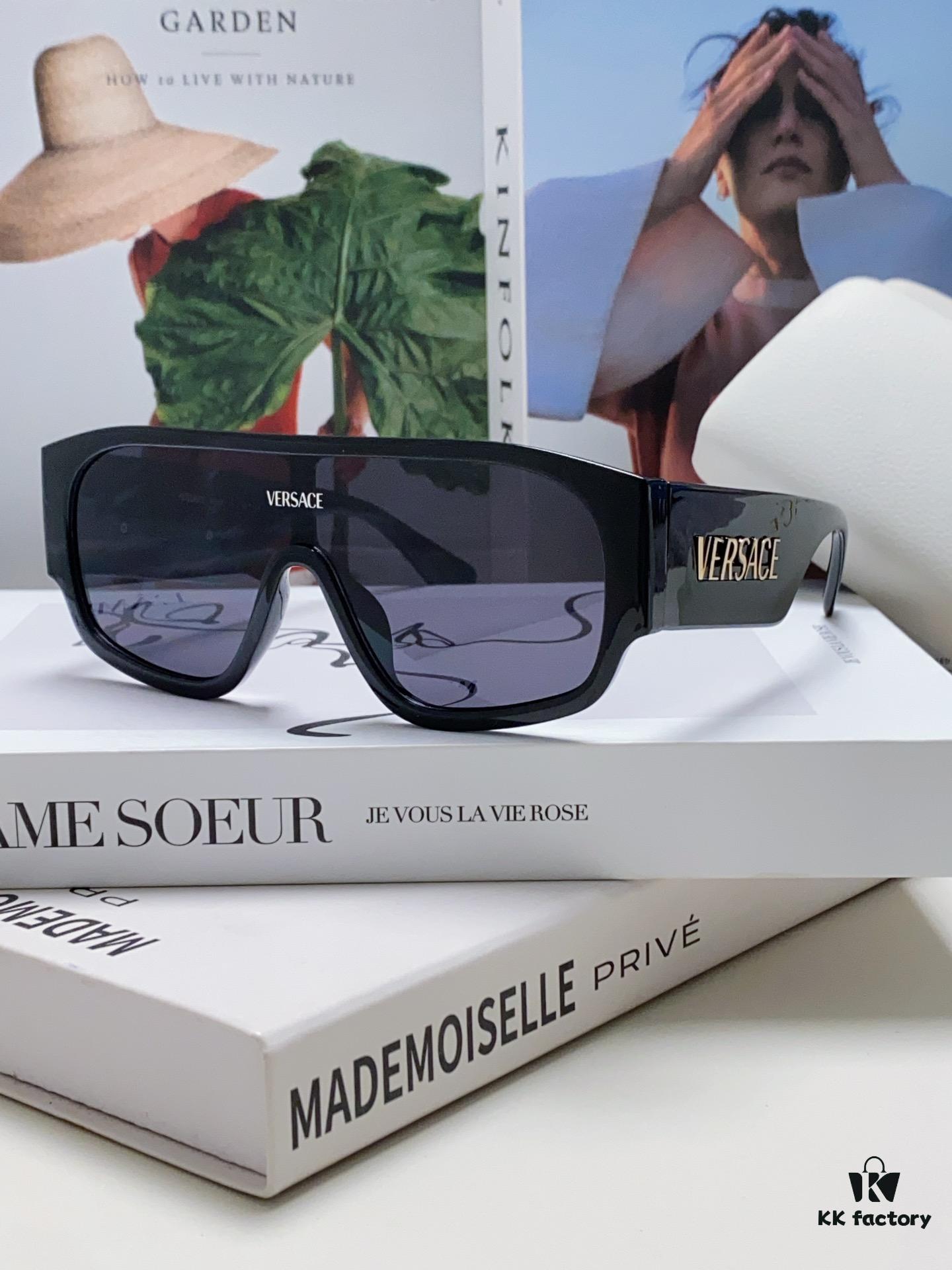 Versace 2024 New Arrival Sunglasses Unisex High-End One-Piece Aviator Sun Glasses for Driving 4439