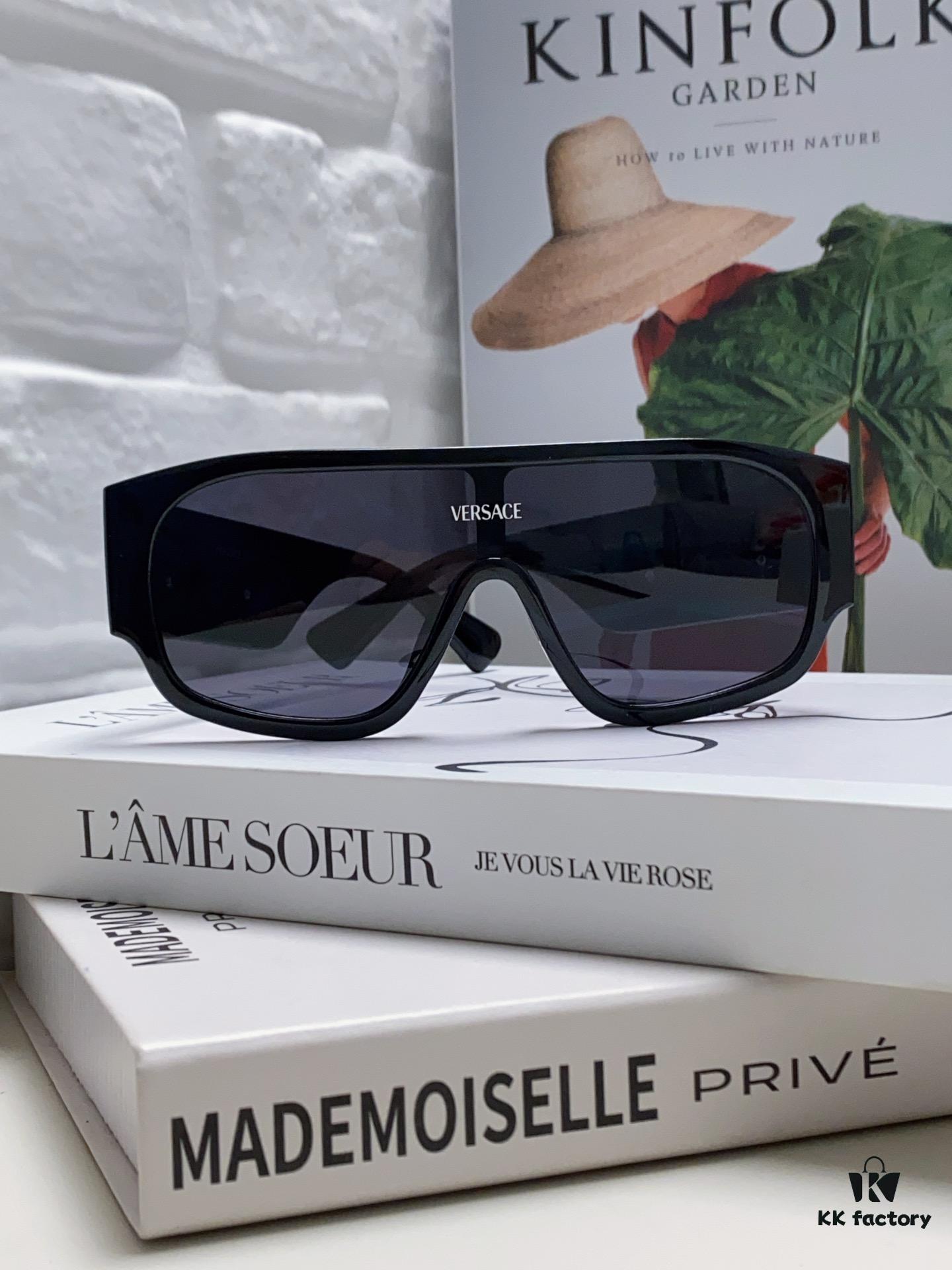 Versace 2024 New Arrival Sunglasses Unisex High-End One-Piece Aviator Sun Glasses for Driving 4439