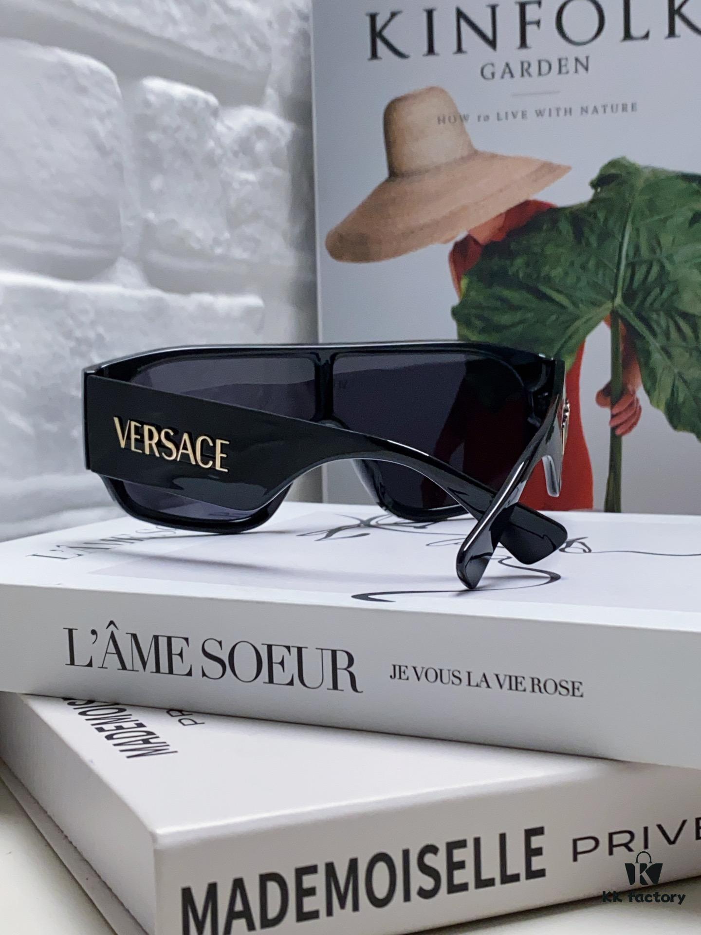 Versace 2024 New Arrival Sunglasses Unisex High-End One-Piece Aviator Sun Glasses for Driving 4439