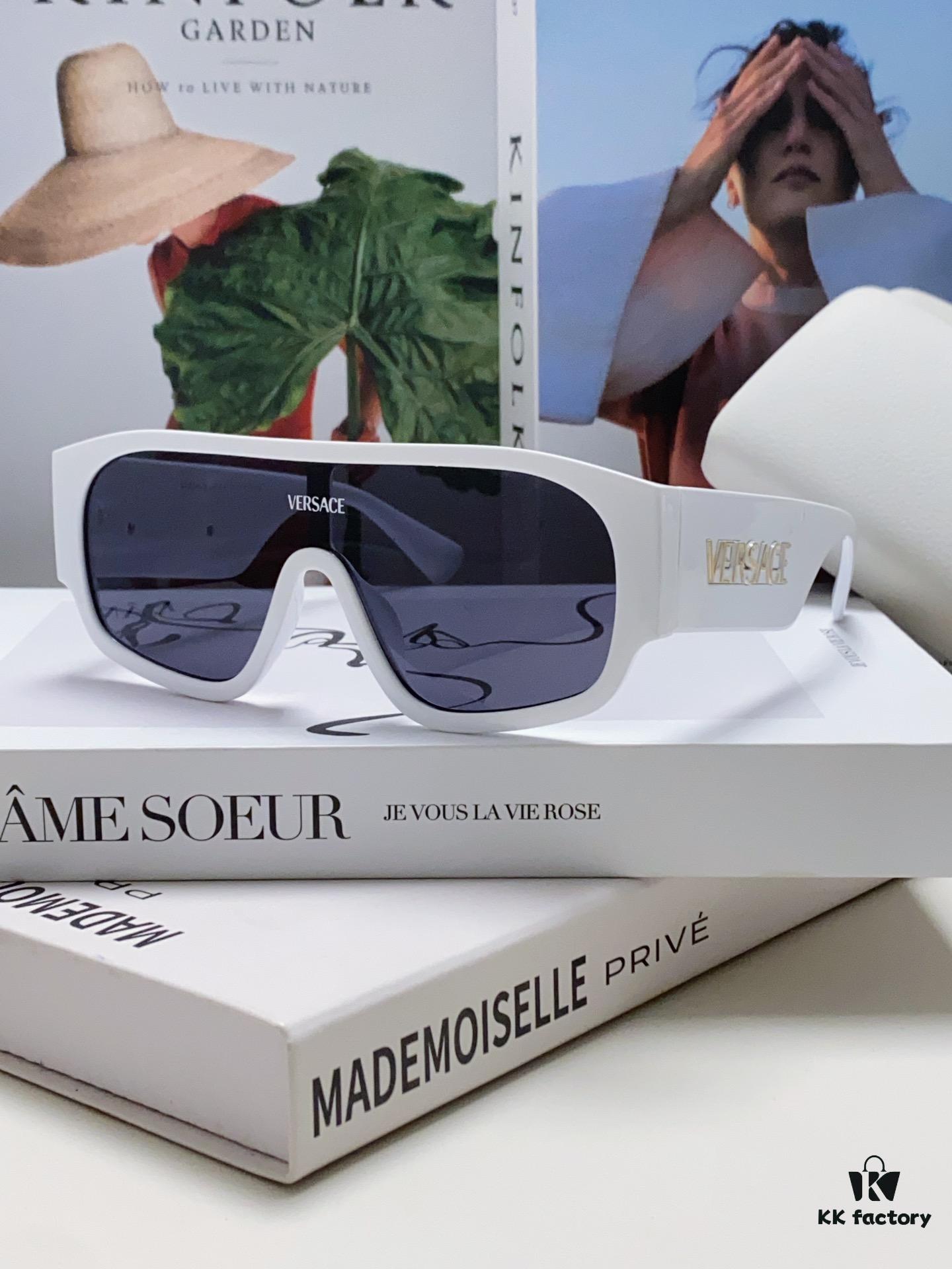 Versace 2024 New Arrival Sunglasses Unisex High-End One-Piece Pilot Sun Glasses for Driving 4439