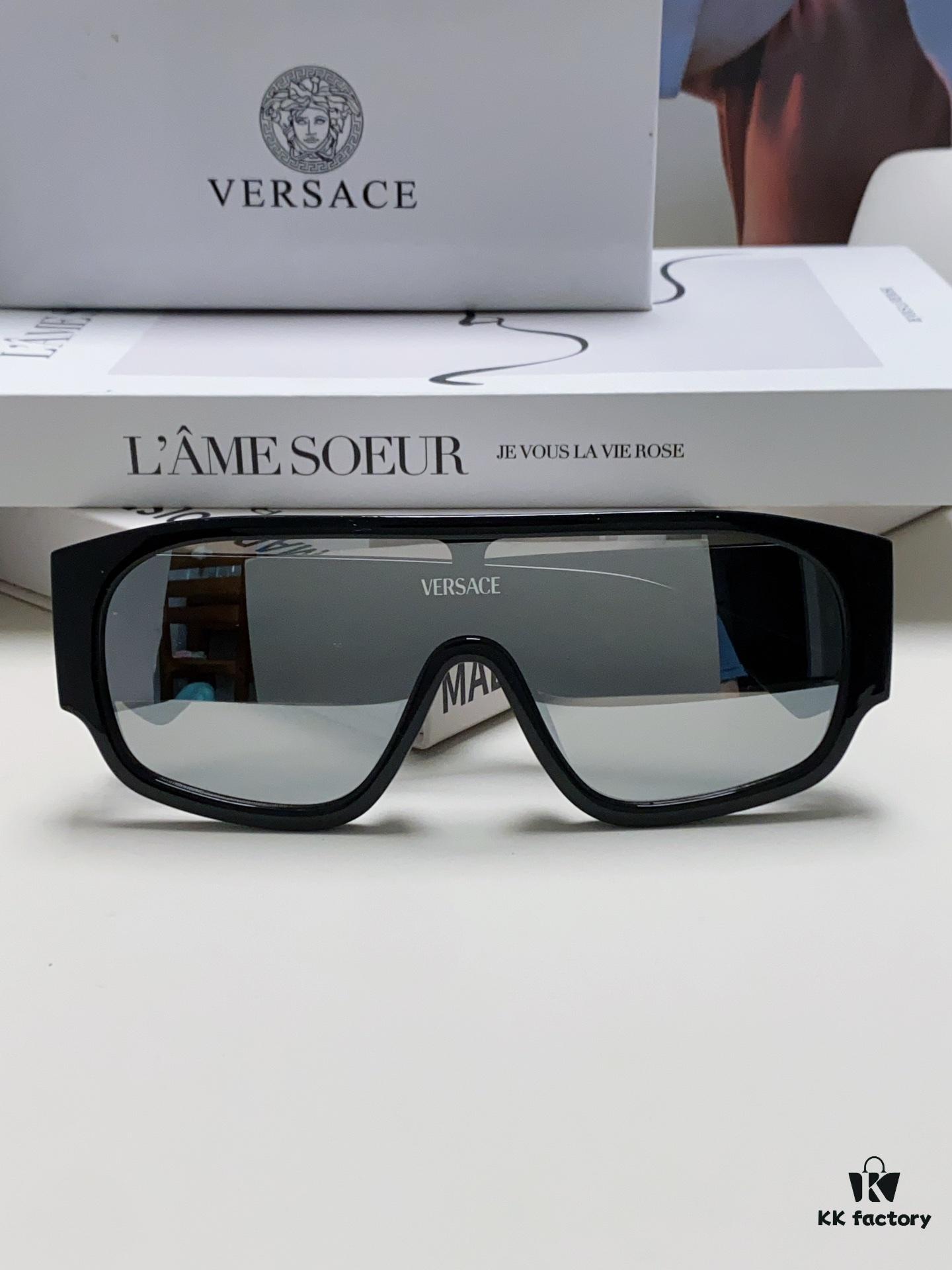 Versace 2024 New Arrival Sunglasses Unisex Premium One-Piece Pilot Sun Glasses for Driving 4439