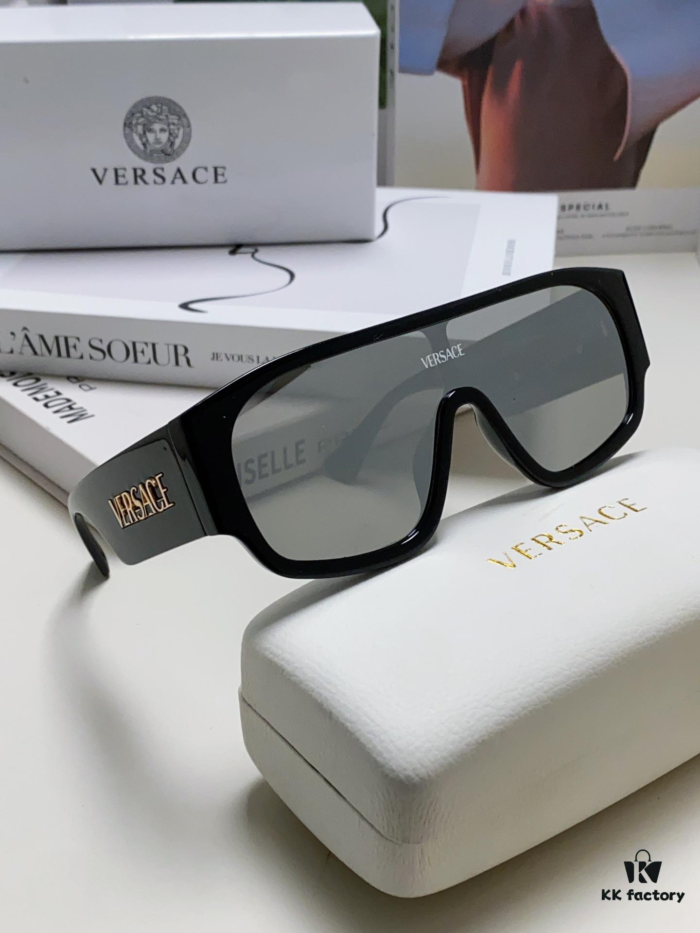 Versace 2024 New Arrival Sunglasses Unisex Premium One-Piece Pilot Sun Glasses for Driving 4439