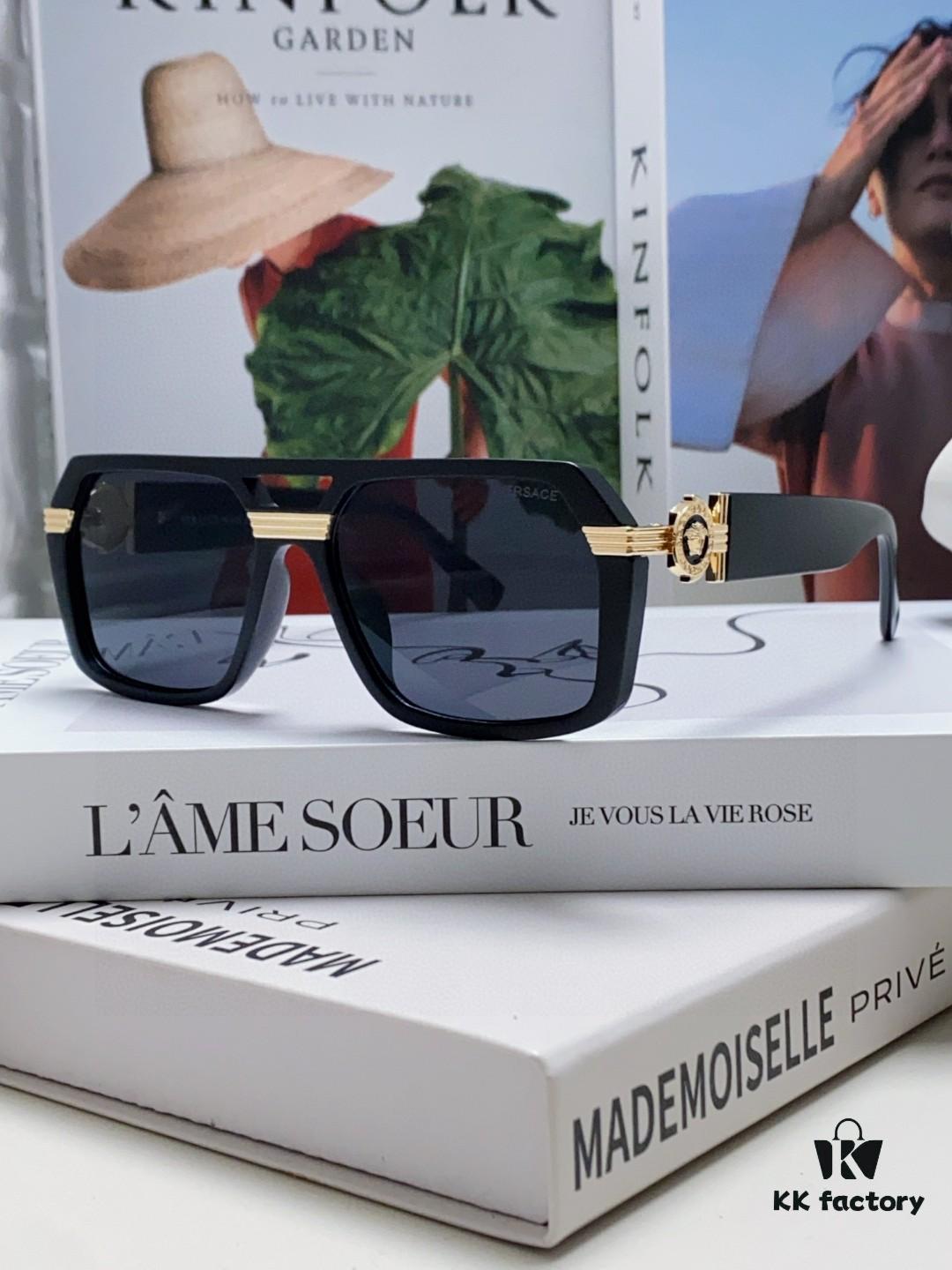 VERSACE Unisex Classic Black and Gold Sunglasses Fashion Couple Shades VE4399