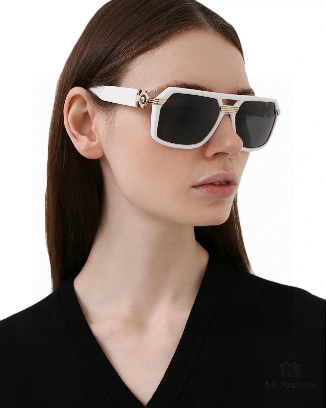 VERSACE Unisex Classic Black and Gold Fashion Sunglasses VE4399