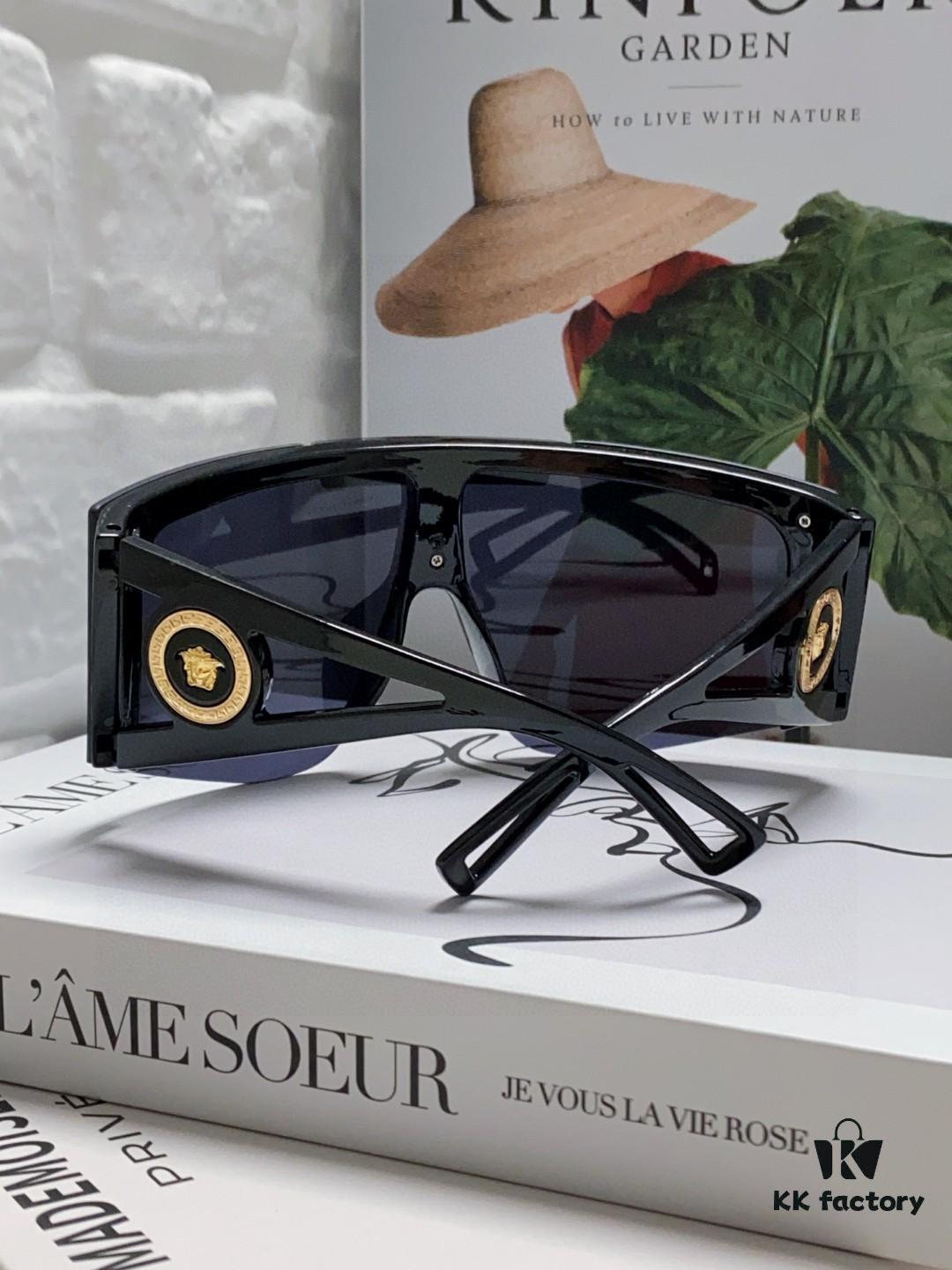 Versace 2024 New Arrival European and American Style One-Piece Sunglasses, Fashionable Oversized Hollow-Out Sunglasses for Men and Women