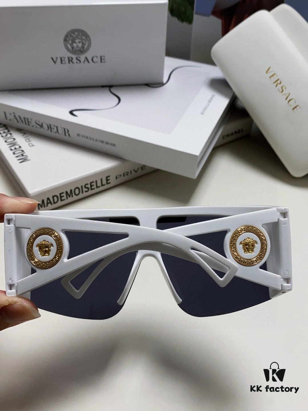 Versace 2024 New Arrival European and American Style One-Piece Sunglasses, Fashionable Oversized Hollow-Out Sunglasses for Men and Women