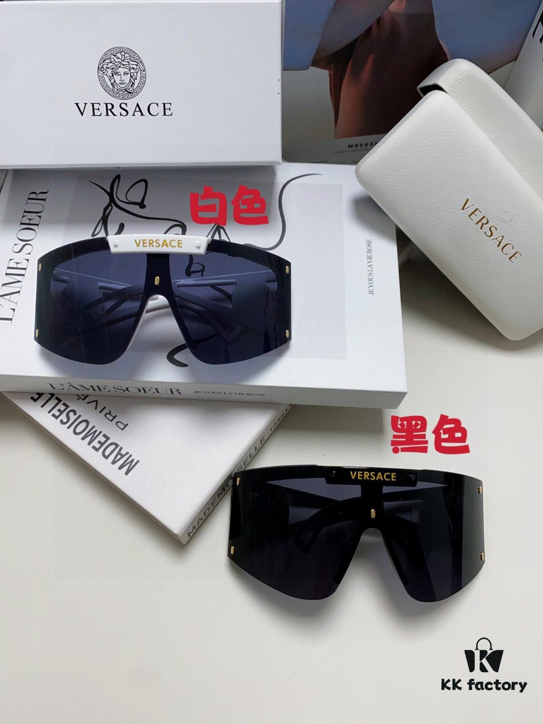 Versace 2024 New Arrival European and American Style One-Piece Sunglasses, Fashionable Oversized Hollow-Out Sunglasses for Men and Women