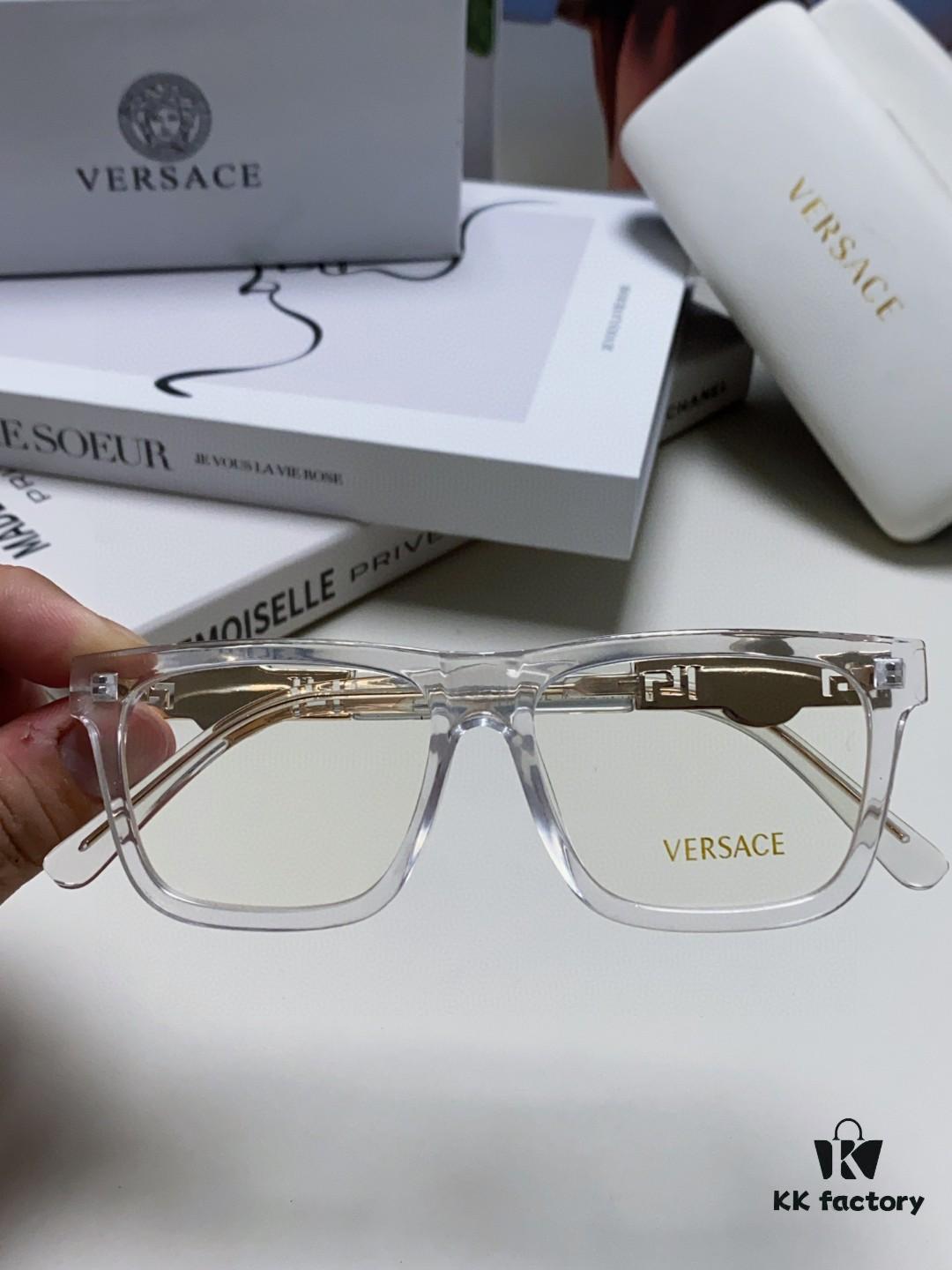 Versace 2024 New Engraved Eyeglass Frame Unisex Black Thick Acetate Myopia Frame Stylish Brand Eyewear Sunglasses
