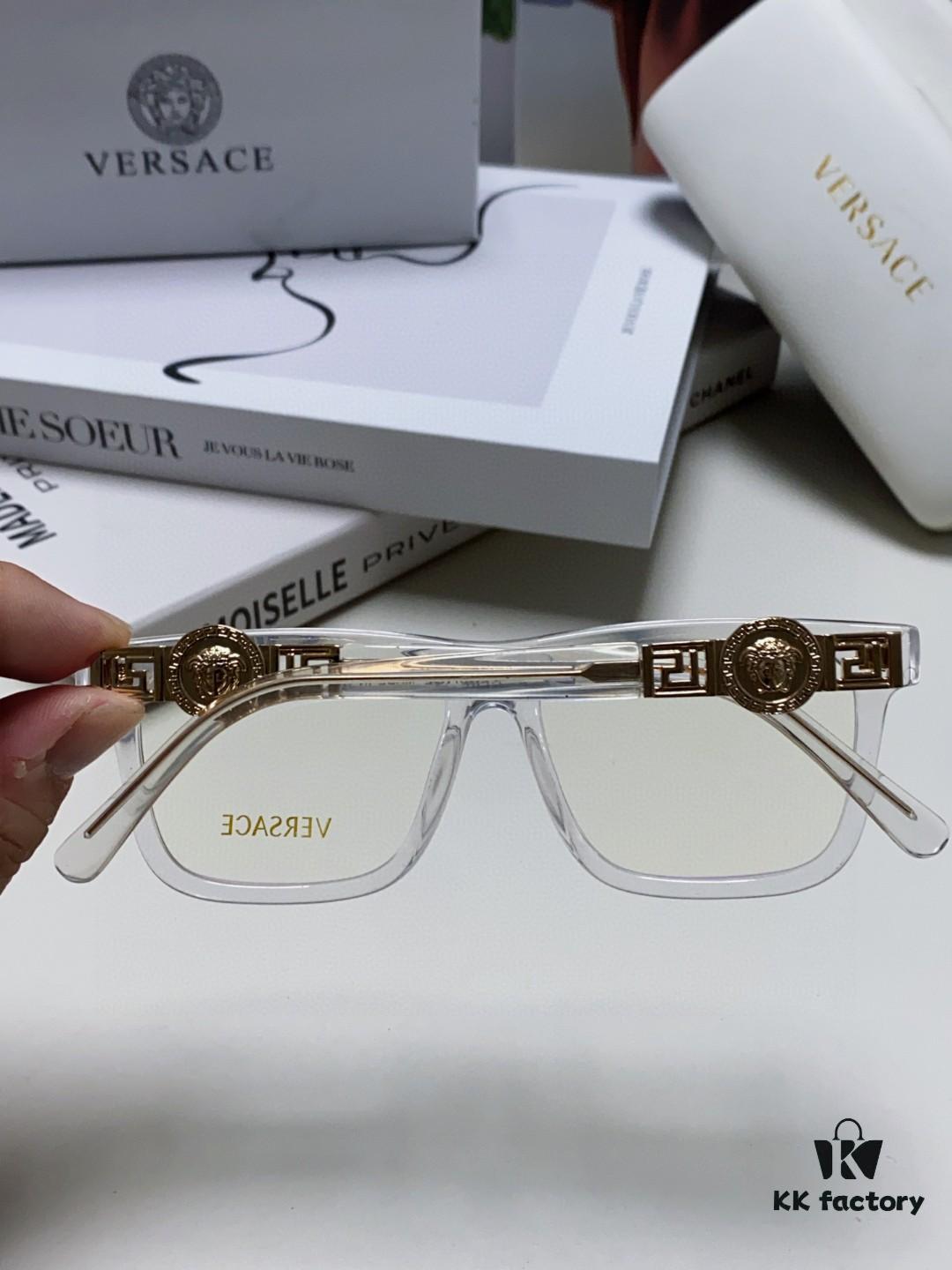 Versace 2024 New Engraved Eyeglass Frame Unisex Black Thick Acetate Myopia Frame Stylish Brand Eyewear Sunglasses