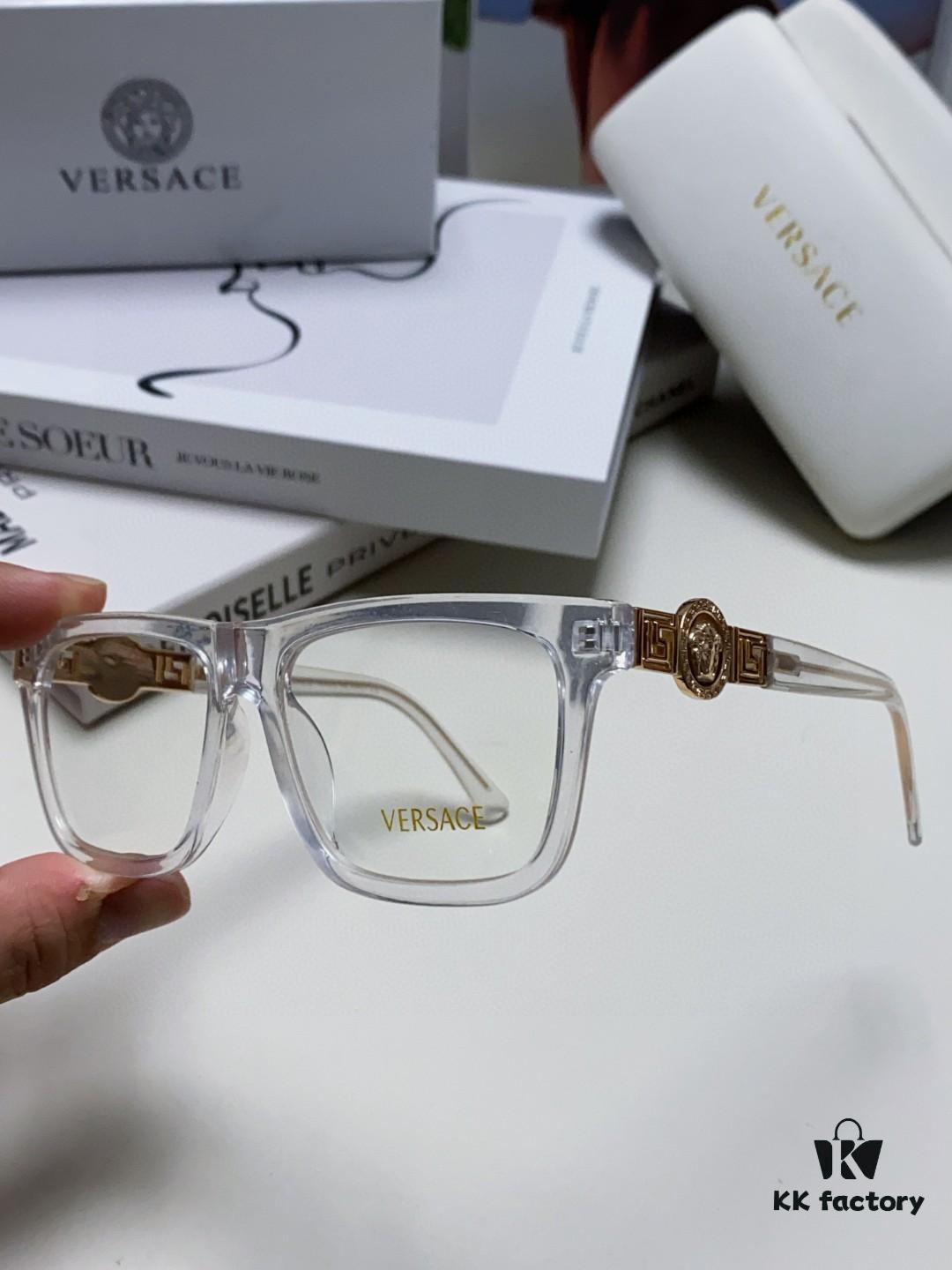 Versace 2024 New Engraved Eyeglass Frame Unisex Black Thick Acetate Myopia Frame Stylish Brand Eyewear Sunglasses