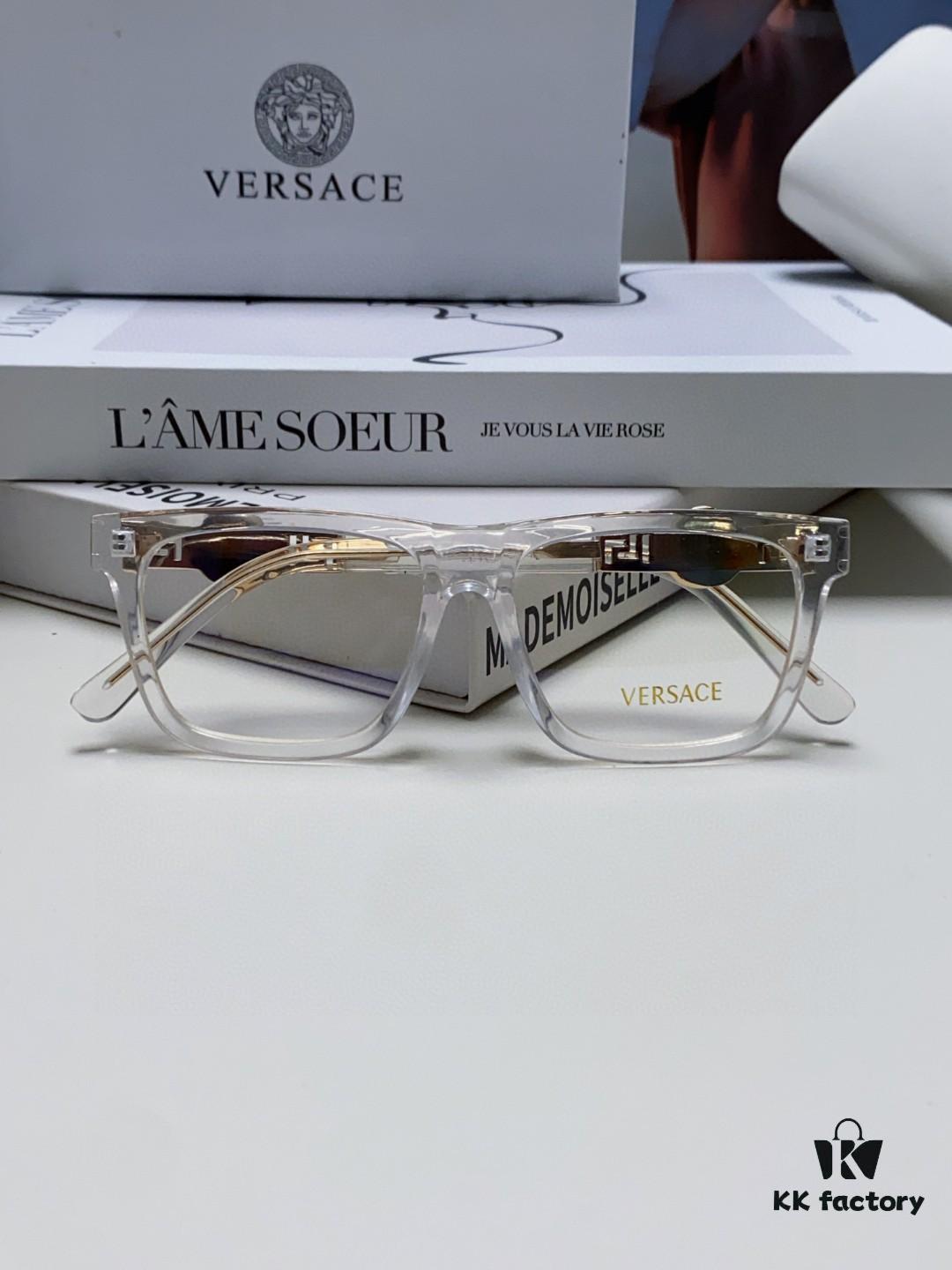 Versace 2024 New Engraved Eyeglass Frame Unisex Black Thick Acetate Myopia Frame Stylish Brand Eyewear Sunglasses