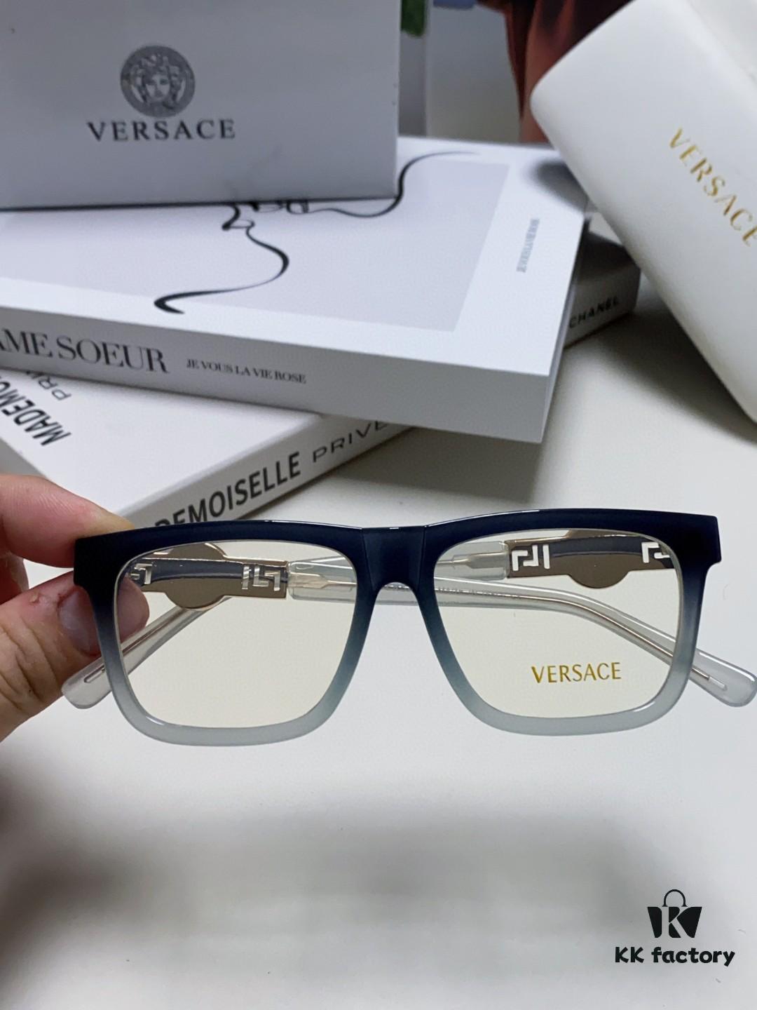 Versace 2024 New Engraved Eyeglass Frame Unisex Black Thick Acetate Myopia Frame Trendy Brand Optical Glasses Sunglasses